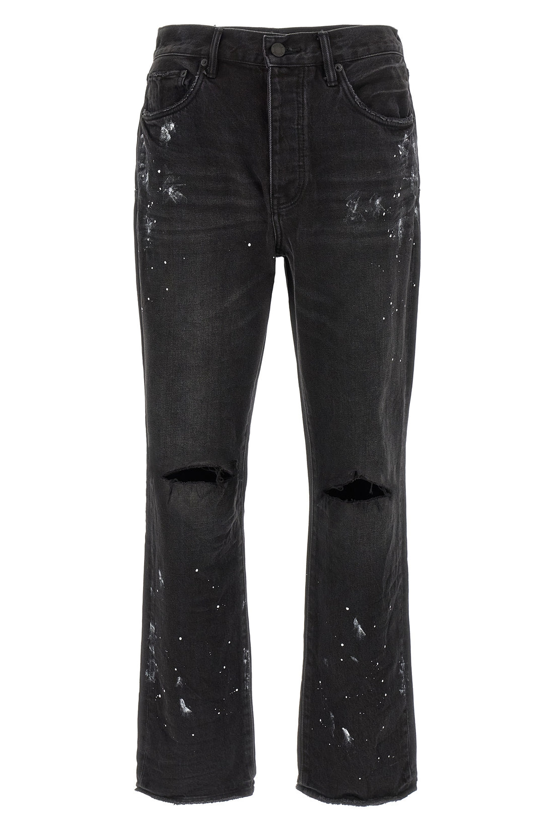 PURPLE 30 p011 knee slit paint used-effect cotton denim jeans