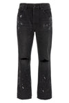 p011 knee slit paint used-effect cotton denim jeans