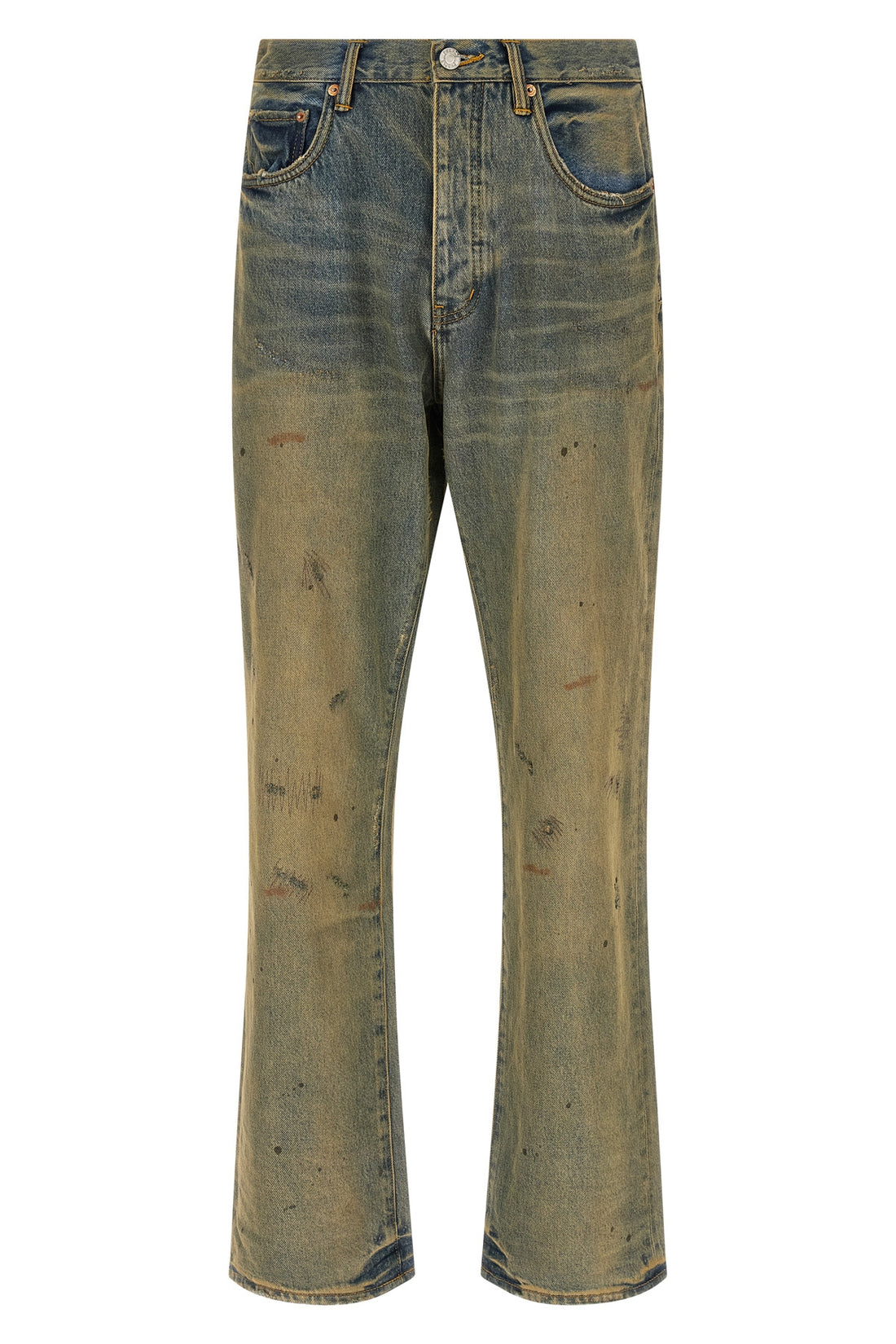 PURPLE 29 p011 dirty oil repair used-effect distressed stonewashed cotton denim jeans