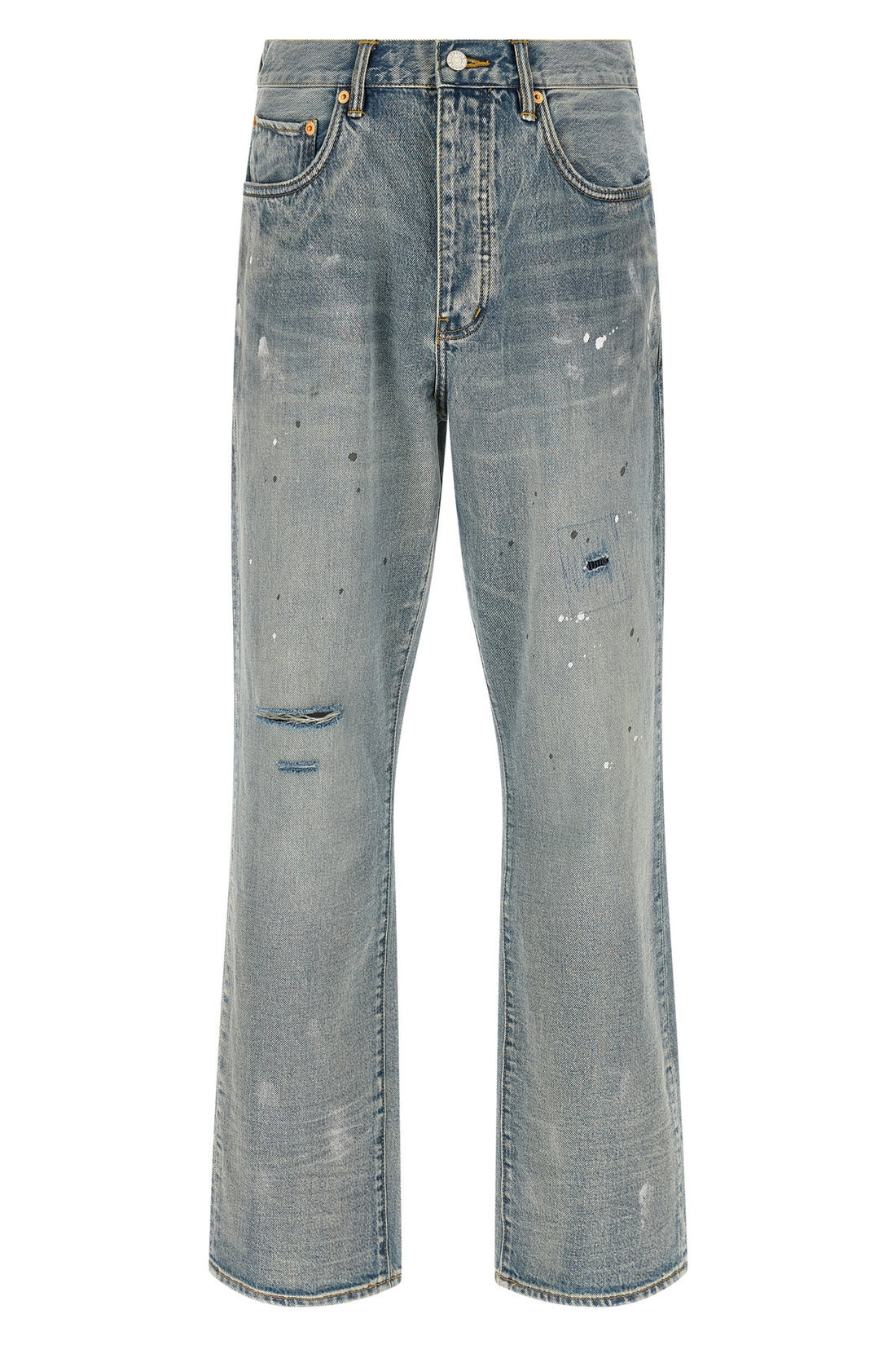 PURPLE 30 p011 vintage slash paint used-effect stonewashed cotton denim jeans
