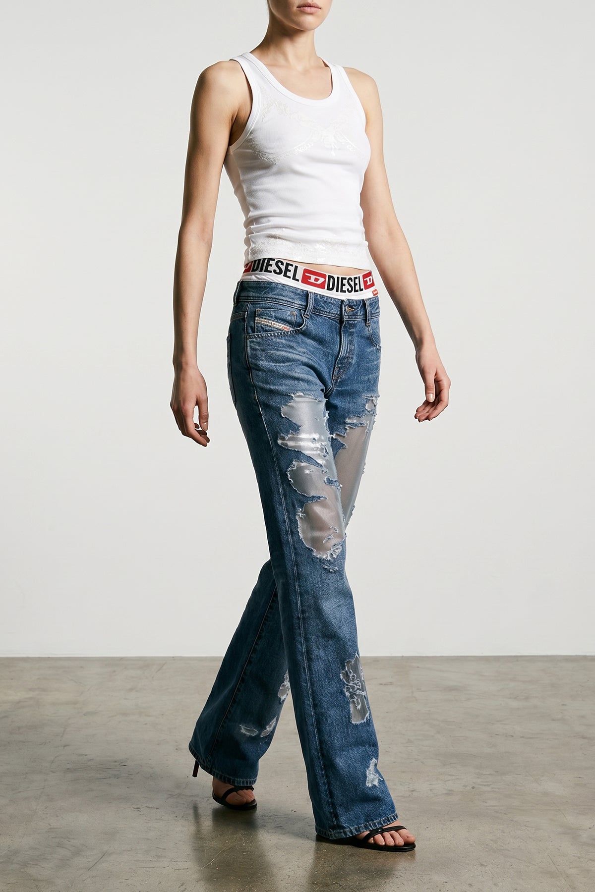 diesel x tinder pr-t-anki-lace-r tank top - for successful loving ribbed str