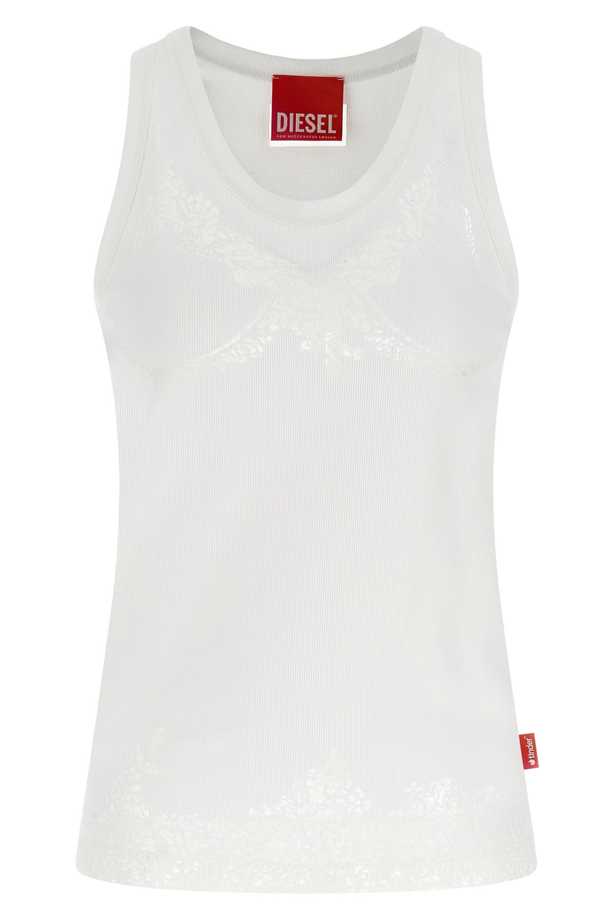 diesel x tinder pr-t-anki-lace-r tank top - for successful loving ribbed str