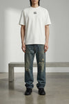 p018 - 9 to 5 used-effect stonewashed cotton denim jeans