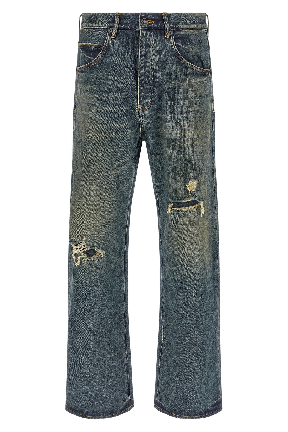 PURPLE 32 p018 - 9 to 5 used-effect stonewashed cotton denim jeans