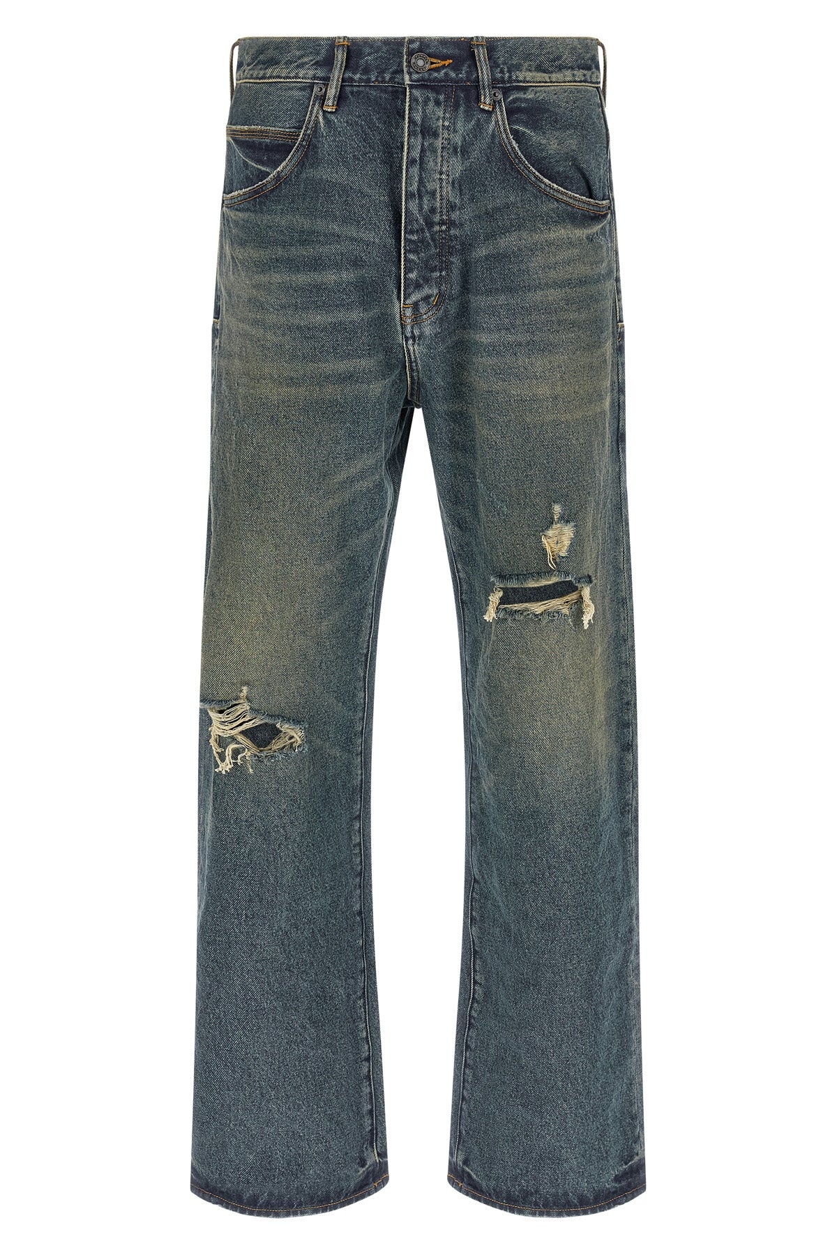 p018 - 9 to 5 used-effect stonewashed cotton denim jeans