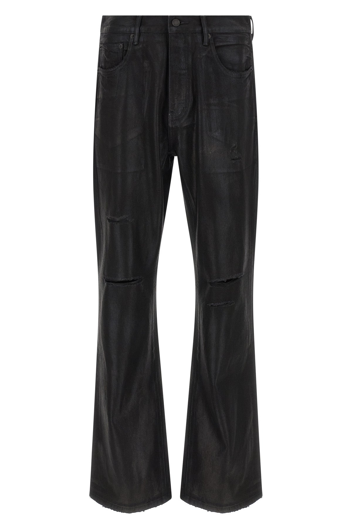 p026 rinsed foil boot used-effect garment-dyed cotton denim jeans