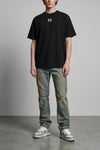 p026 dirty fade rip boot used-effect stonewashed cotton denim jeans
