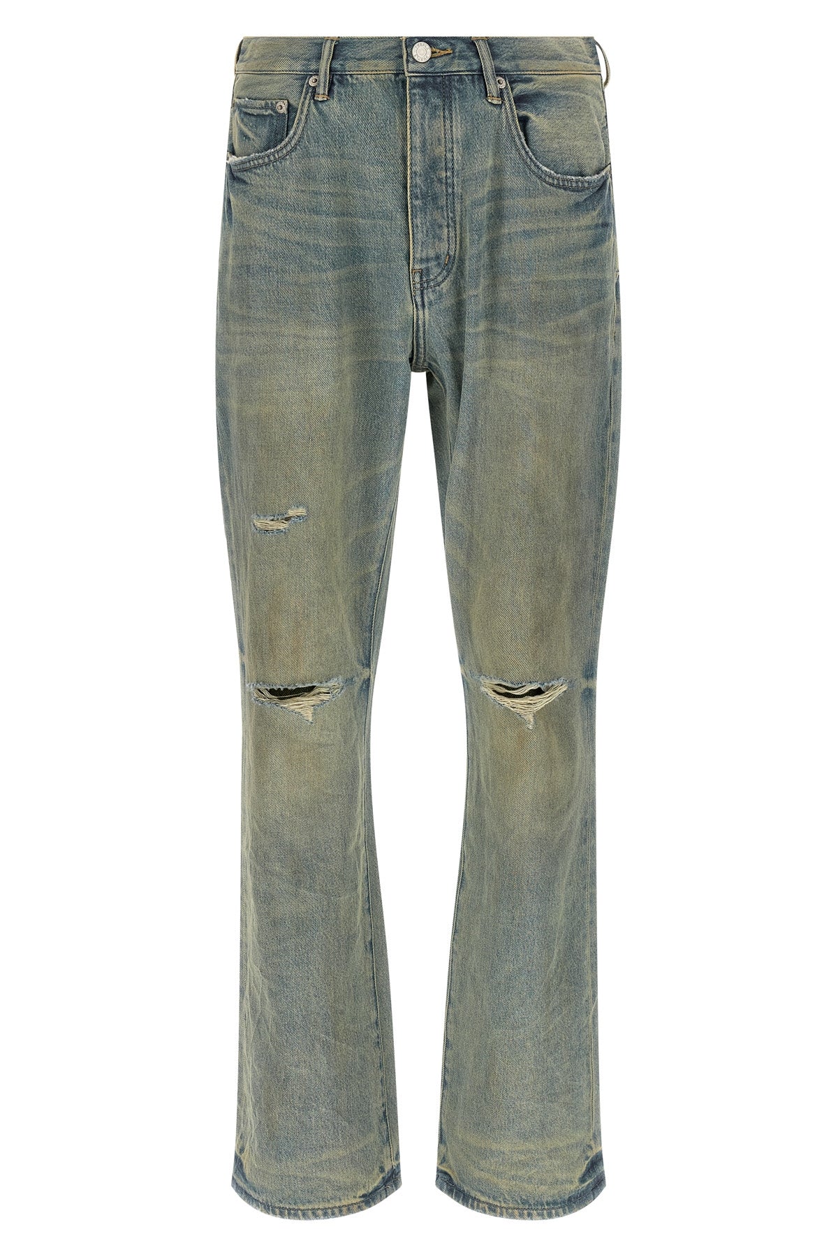 p026 dirty fade rip boot used-effect stonewashed cotton denim jeans