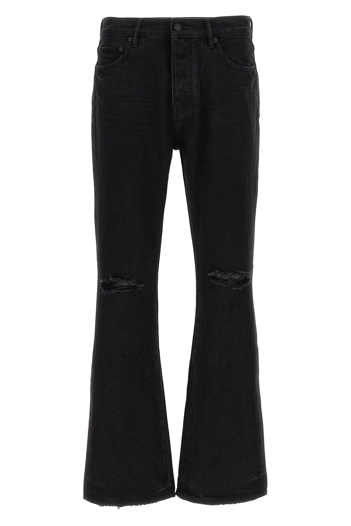 p026 lancer rip used-effect garment-dyed cotton denim jeans