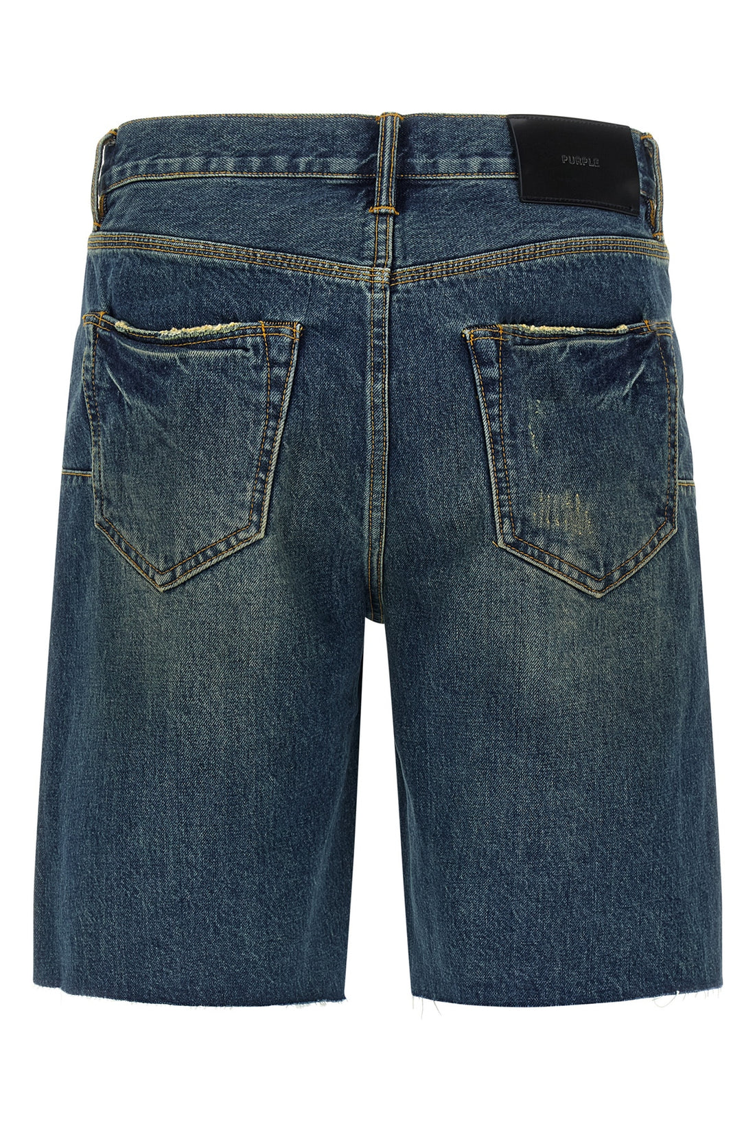 PURPLE 31 p059 vintage mid bermuda shorts in used-effect stone-washed cotton denim