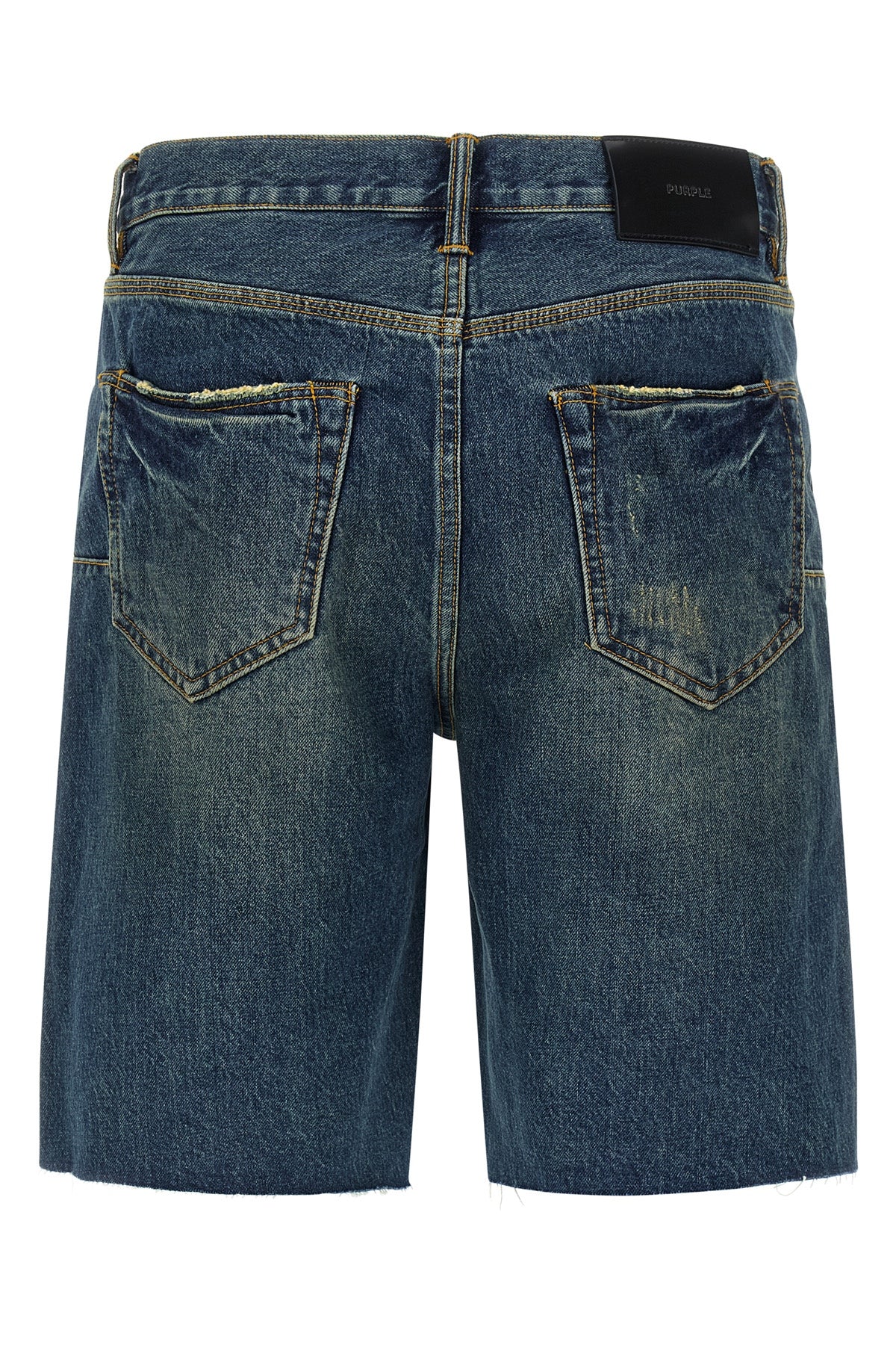 p059 vintage mid bermuda shorts in used-effect stone-washed cotton denim