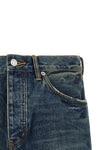 p059 vintage mid bermuda shorts in used-effect stone-washed cotton denim