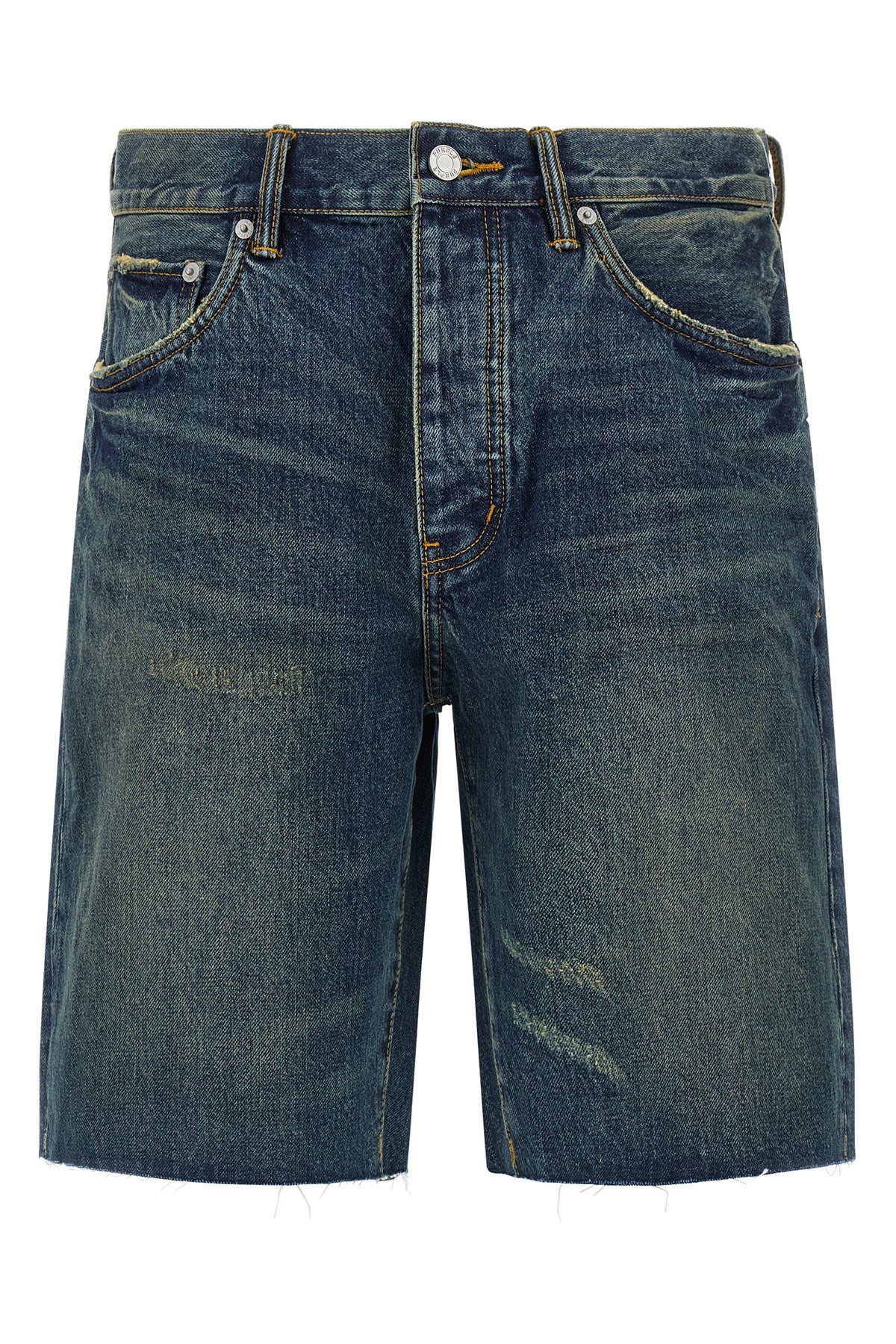 p059 vintage mid bermuda shorts in used-effect stone-washed cotton denim