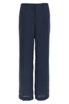 wrinkled silk-effect fabric trousers