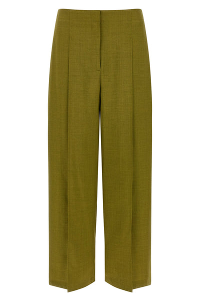 deep pleat city twill pants