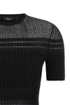 super stretch ribbed viscose and cotton blend t-shirt
