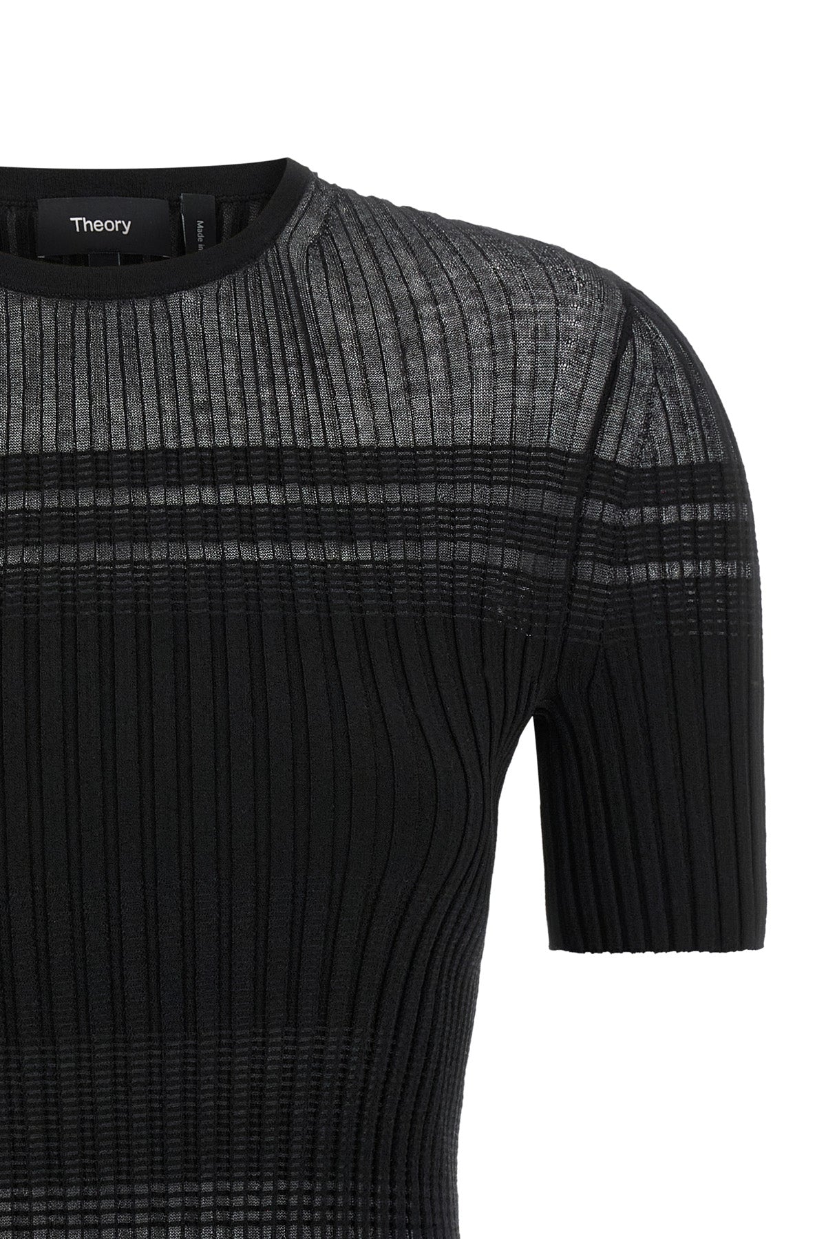 super stretch ribbed viscose and cotton blend t-shirt