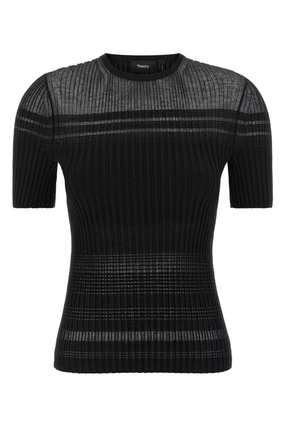 super stretch ribbed viscose and cotton blend t-shirt