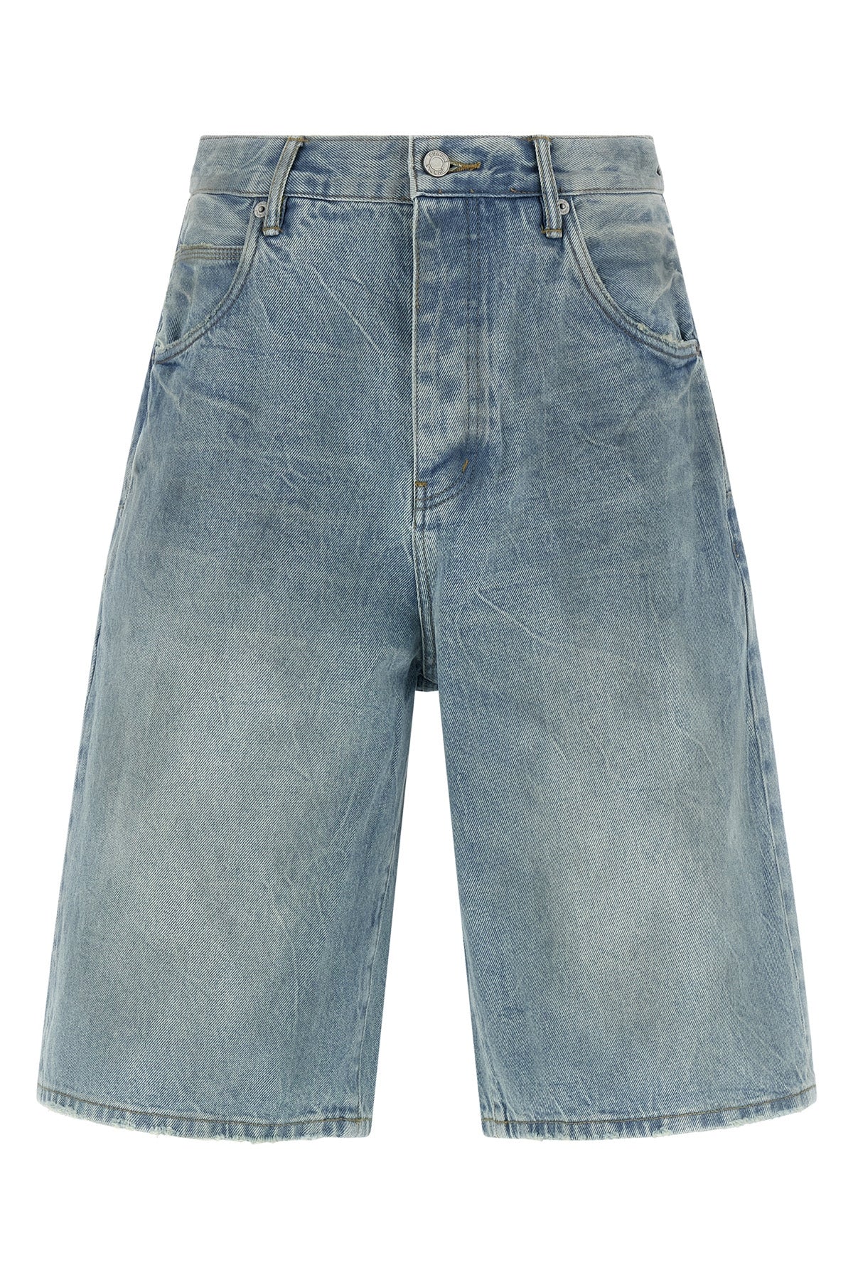 p070 vintage dust bowl bermuda shorts in used-effect cotton denim