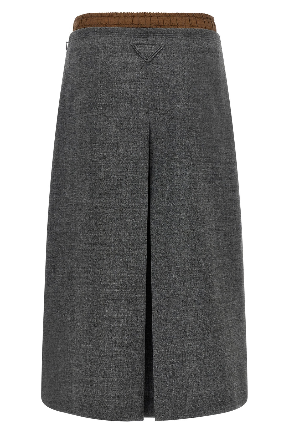 PRADA 36 pradas double layer midi skirt in pure virgin wool redefines the codes of class