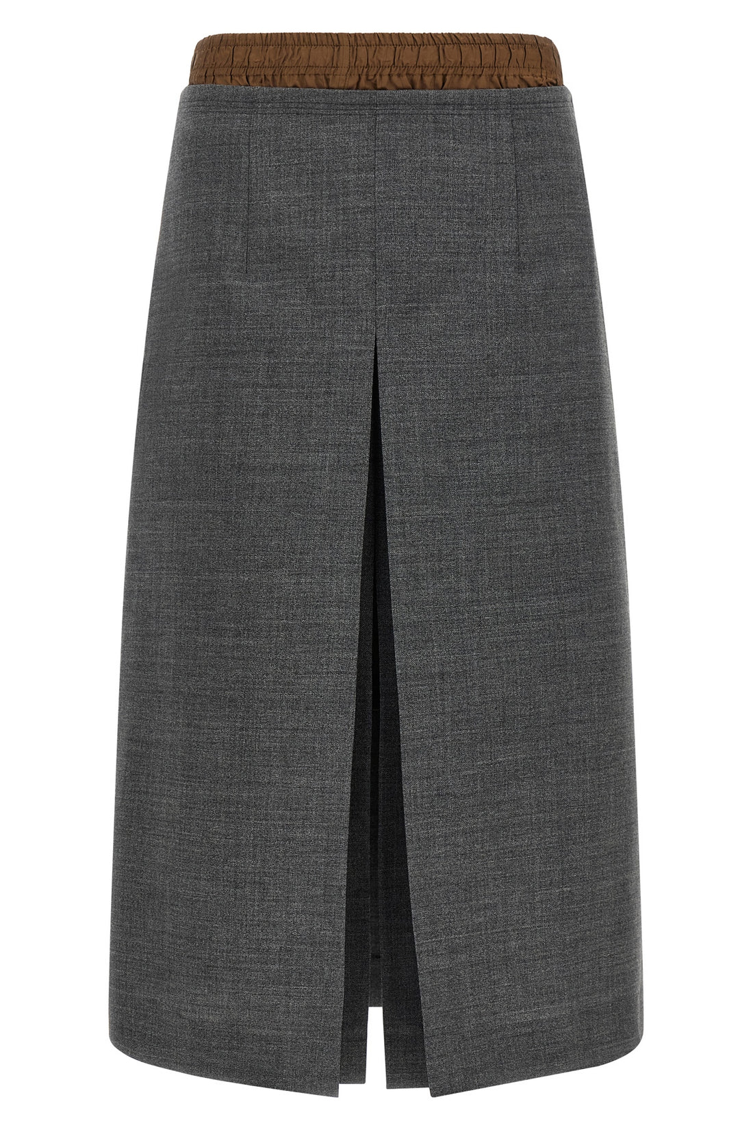 PRADA 36 pradas double layer midi skirt in pure virgin wool redefines the codes of class