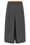 pradas double layer midi skirt in pure virgin wool redefines the codes of class