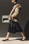 pleated wool midi skirt