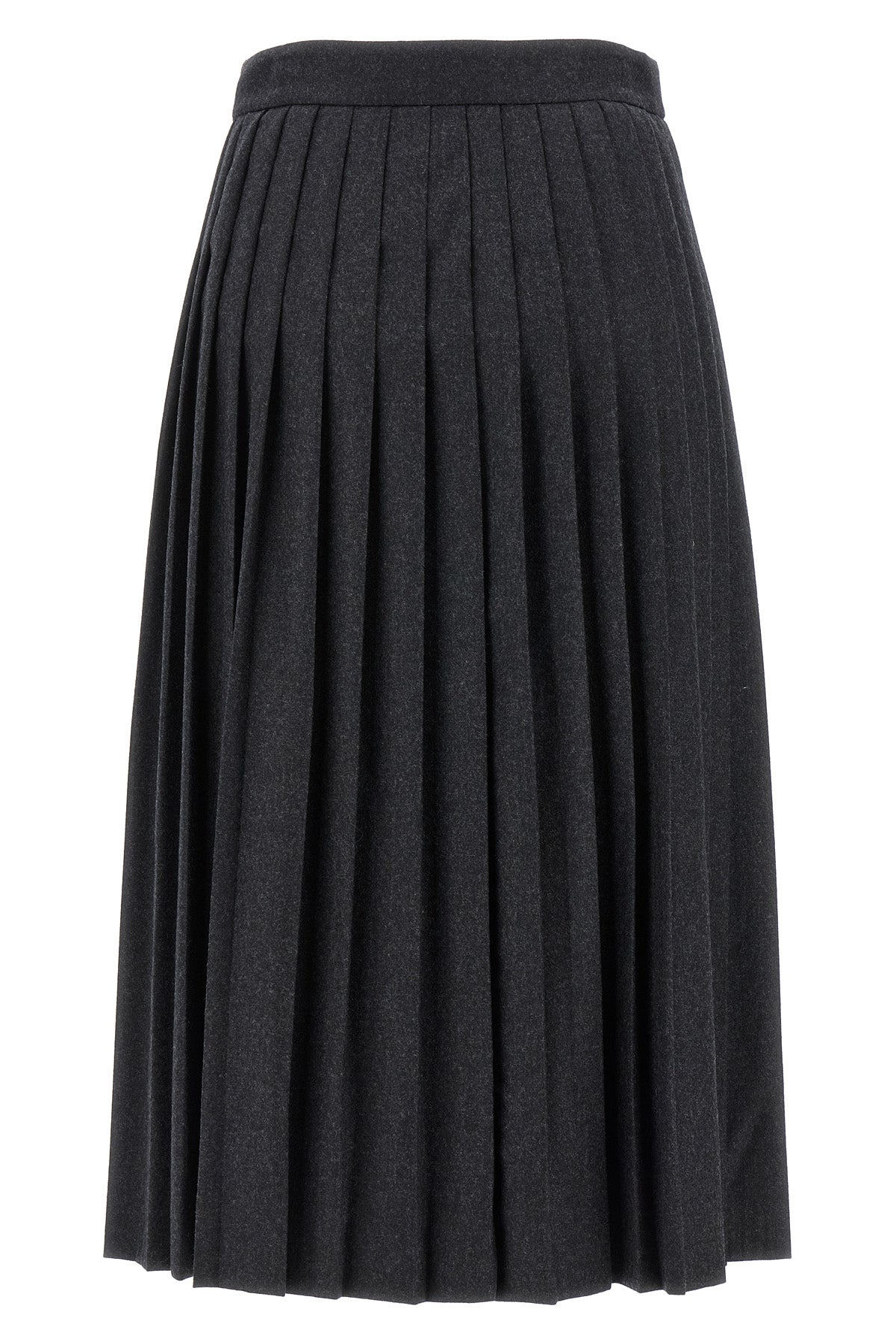 pleated wool midi skirt