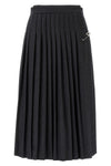 pleated wool midi skirt