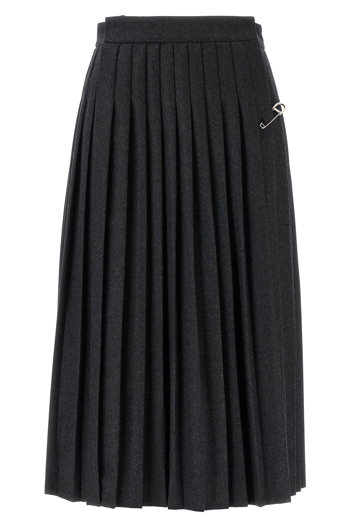 pleated wool midi skirt