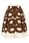 circle print cotton canvas midi skirt