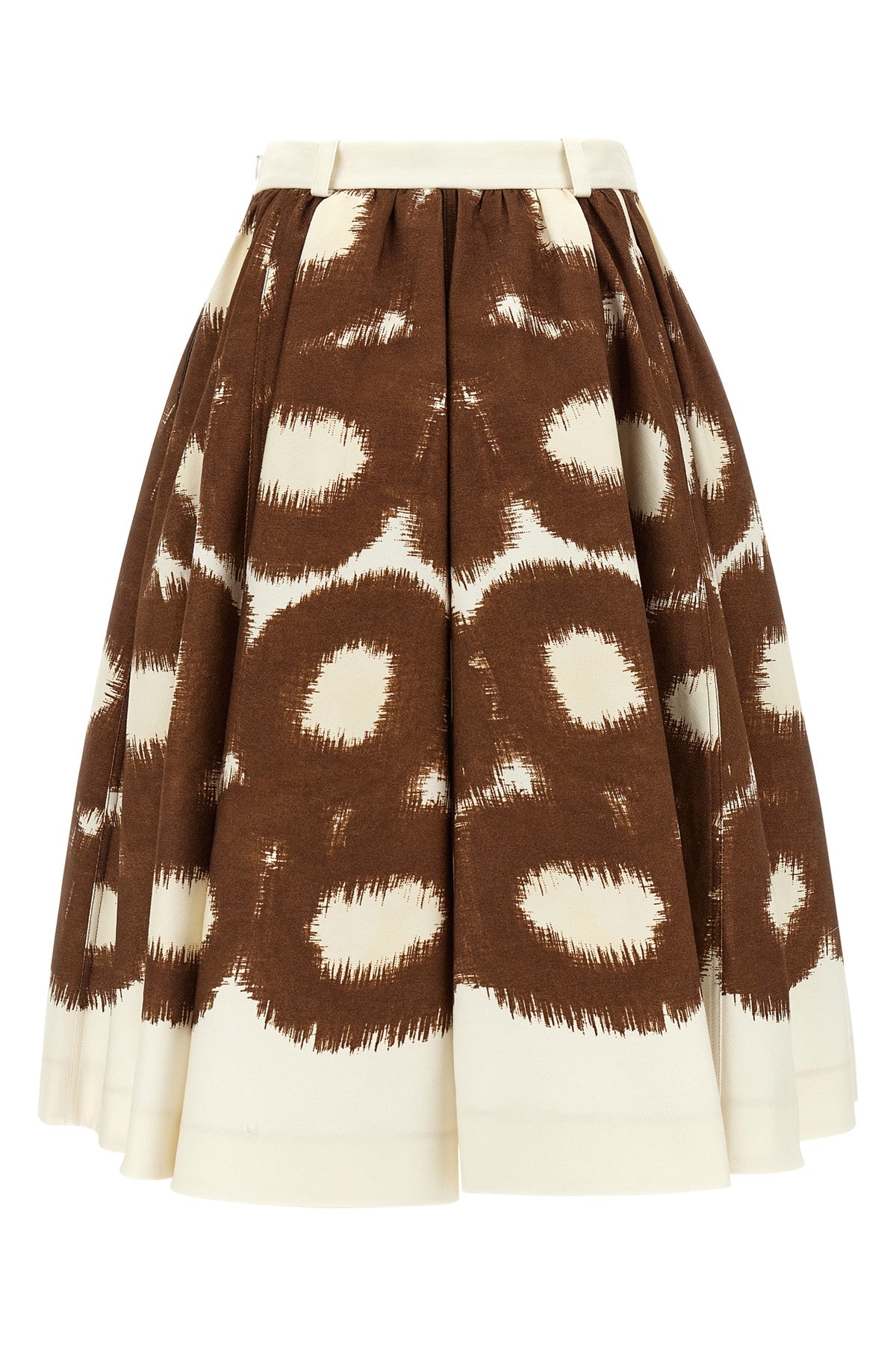 circle print cotton canvas midi skirt