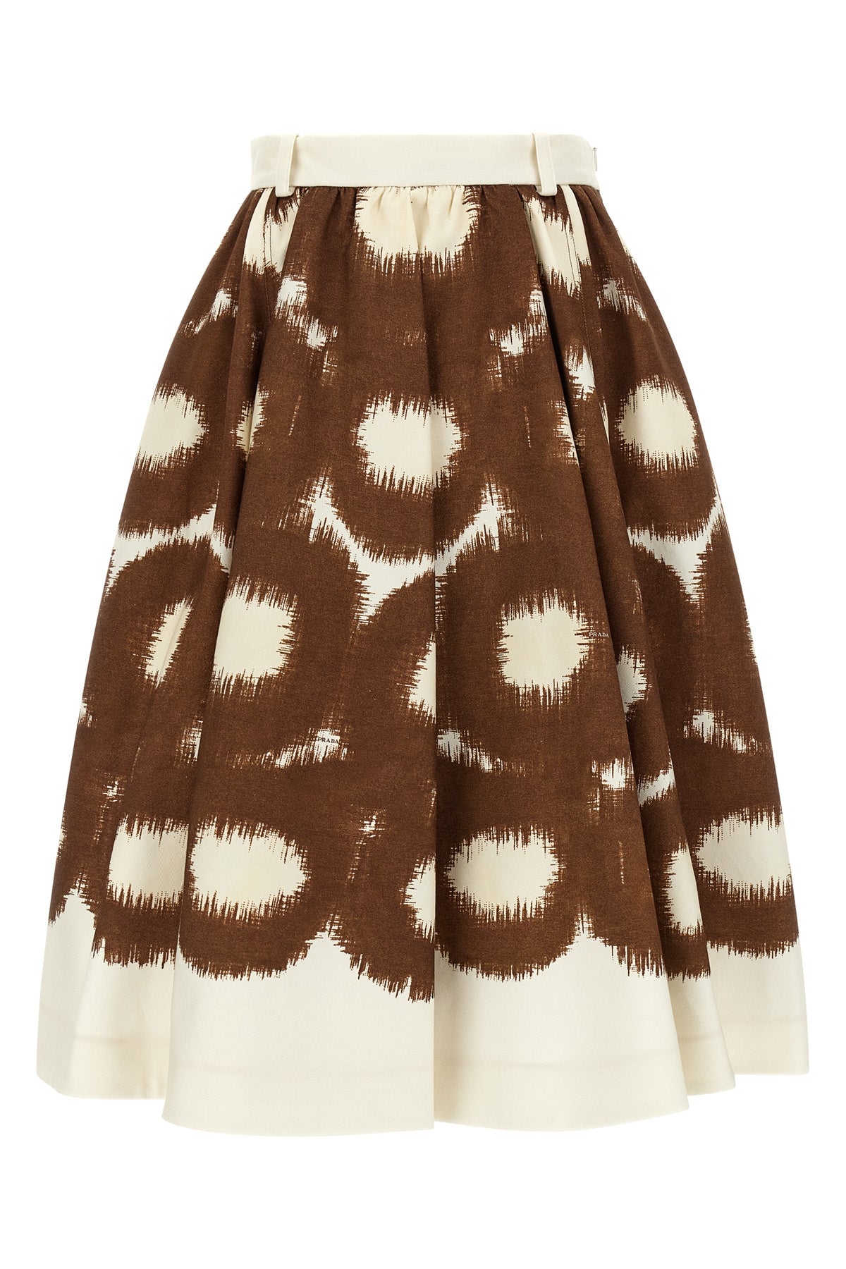 circle print cotton canvas midi skirt