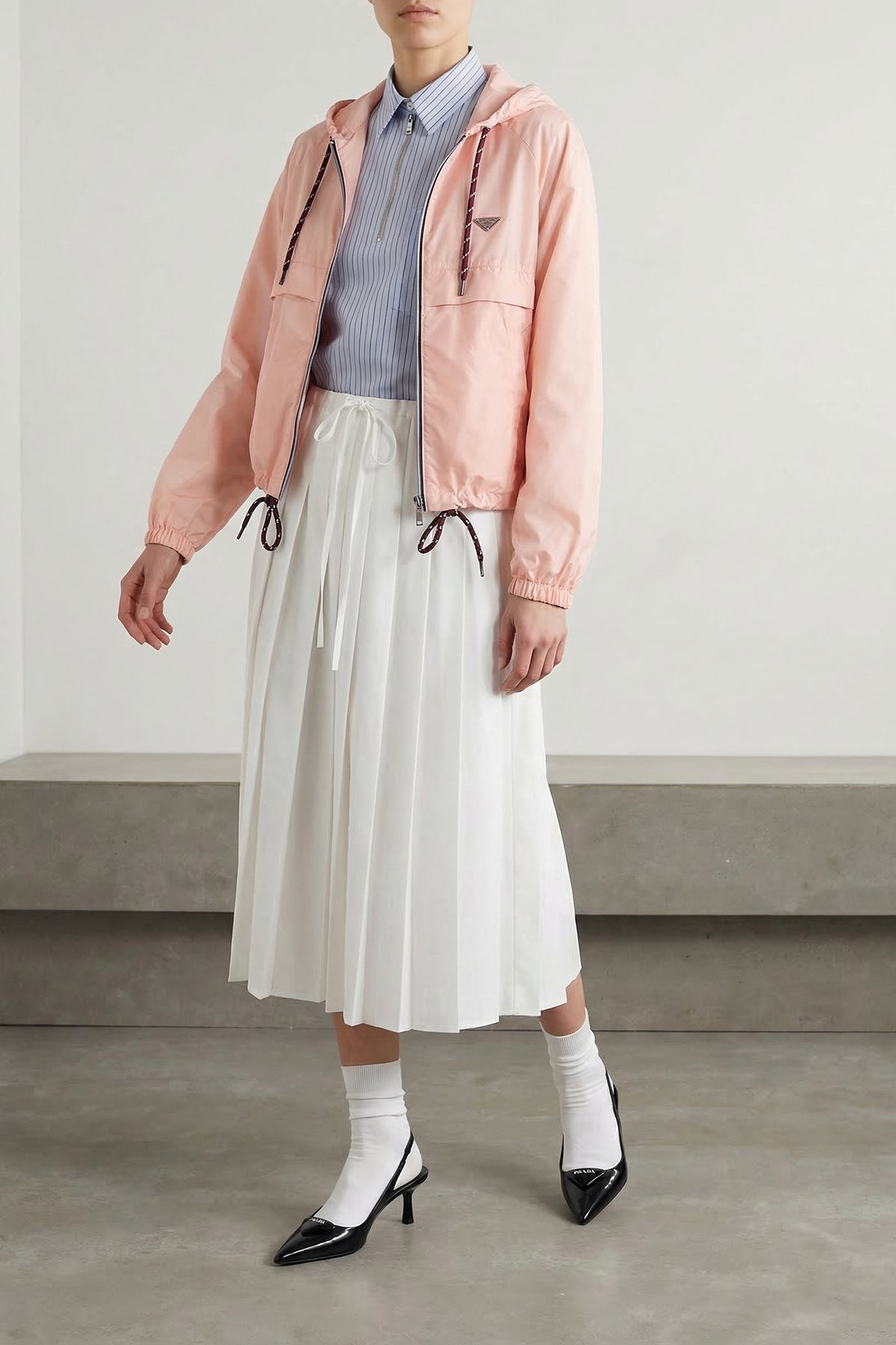 cotton poplin midi skirt