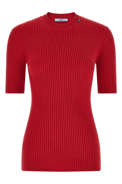 the prada pure virgin wool sweater is distinguished by a ribbed workmanship that