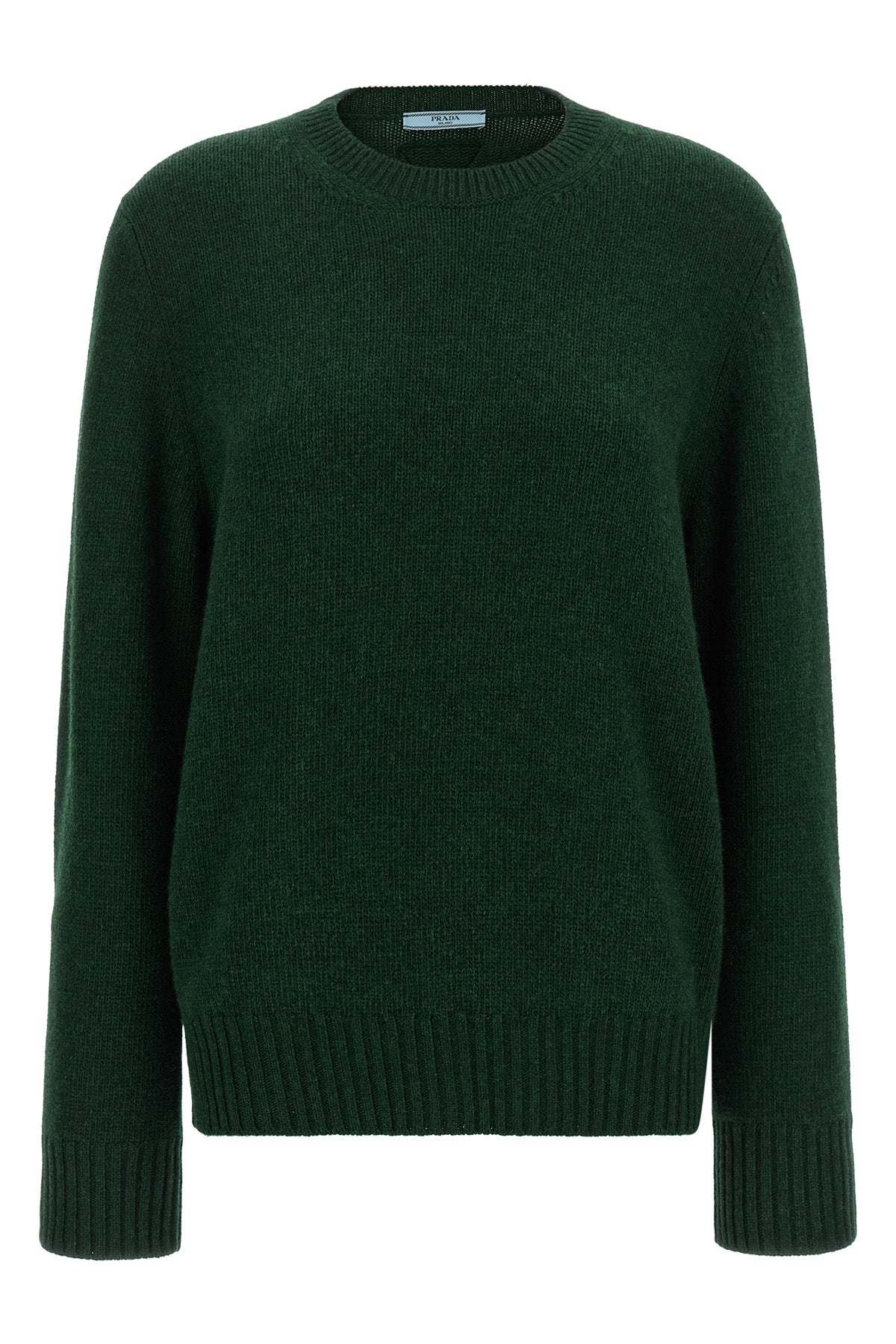 the prada crew neck sweater redefines the codes of classic knitwear through a co