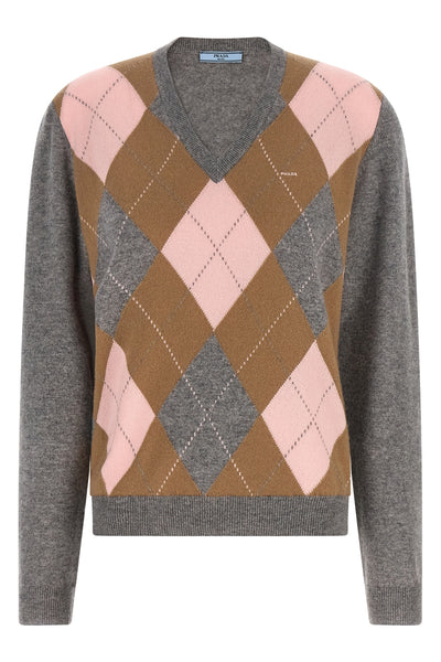 the prada sweater reinterprets the classic codes of knitwear through a pure cash