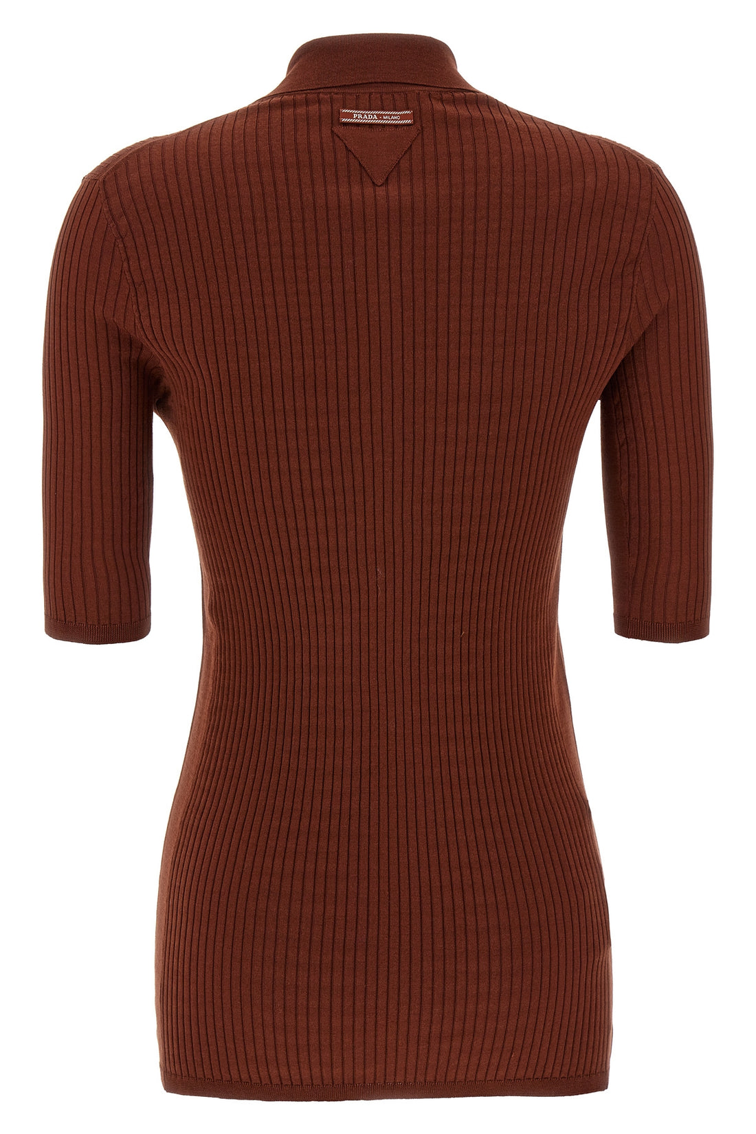 PRADA 40 stretch cotton ribbed polo shirt