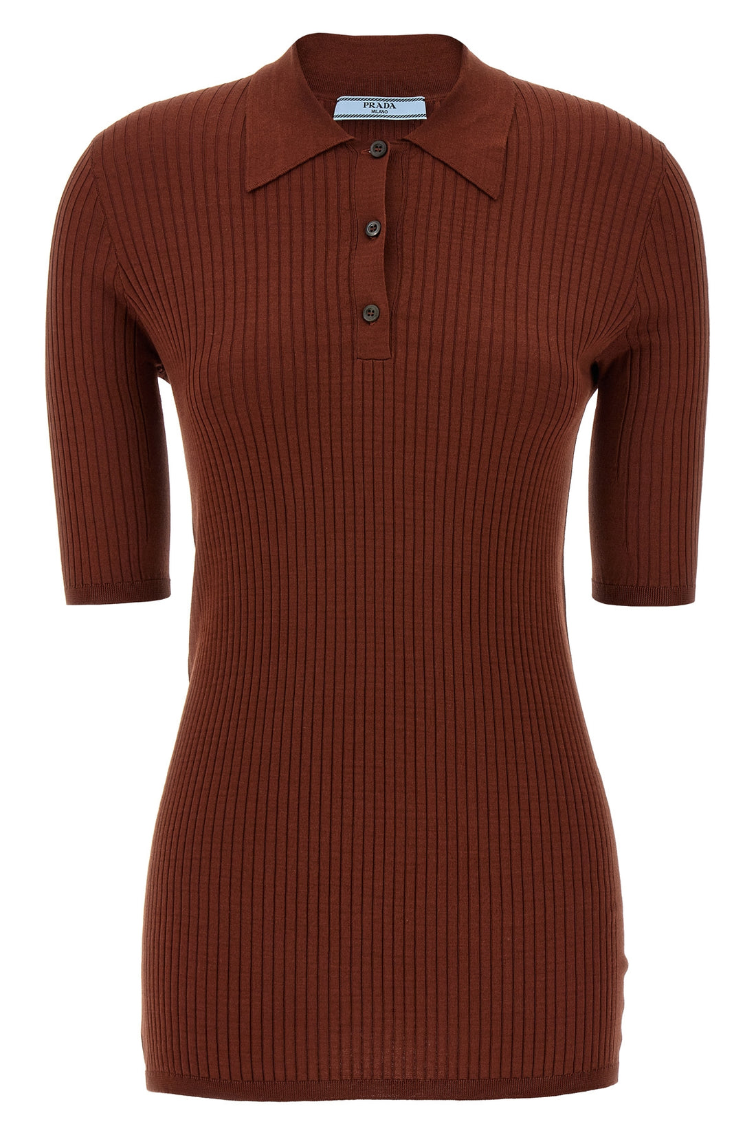 PRADA 40 stretch cotton ribbed polo shirt