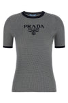 striped stretch silk knit t-shirt