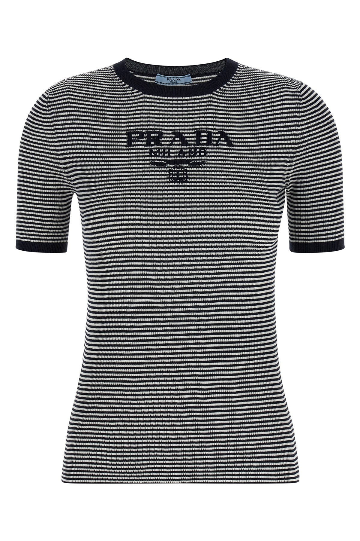 striped stretch silk knit t-shirt