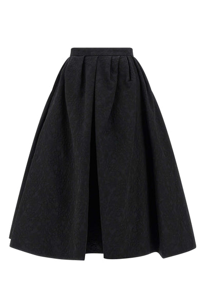 full cotton jacquard midi skirt