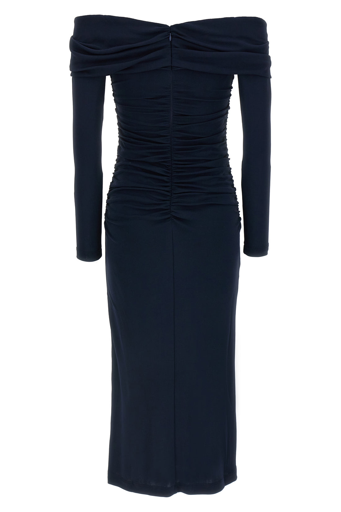 CAROLINA HERRERA S off-the-shoulder off-shoulder 3/4 slv ruched midi fluid fabric dress