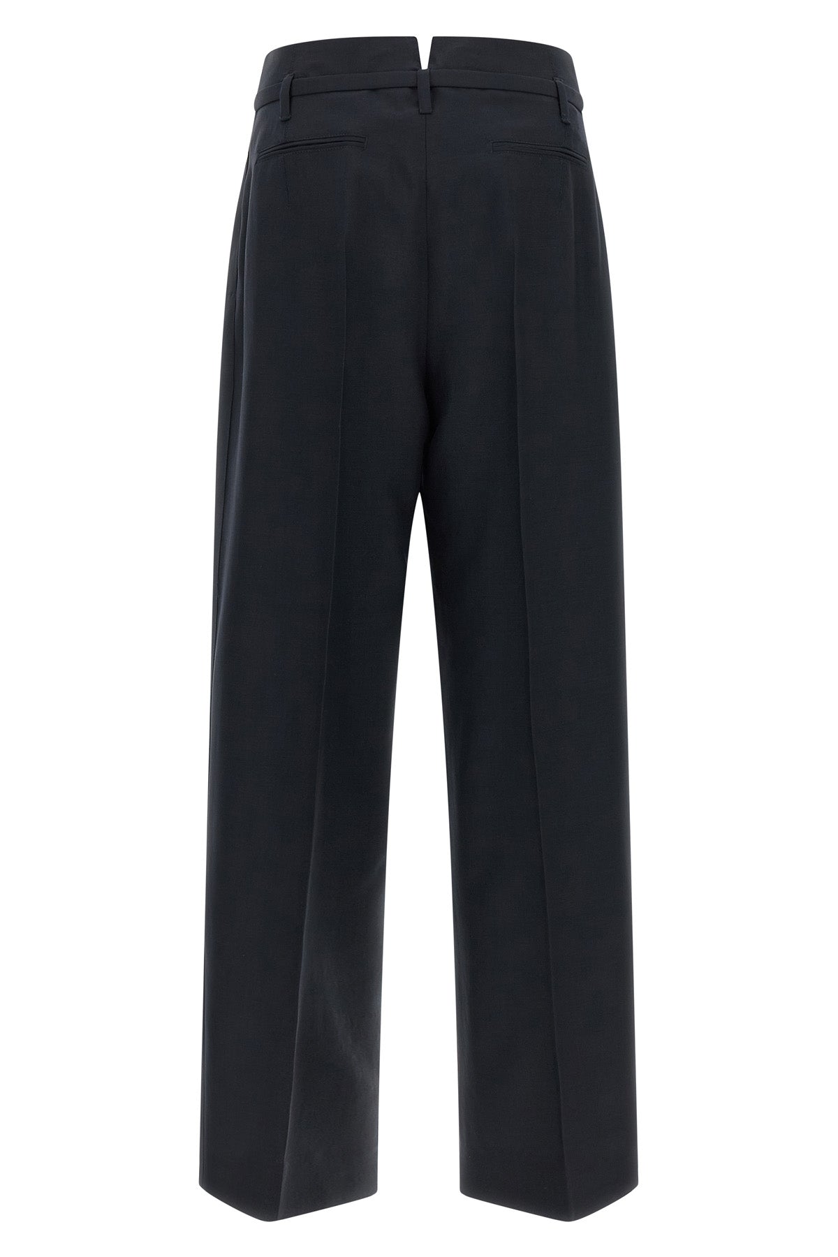 prada pants in virgin wool and mohair blend define a wide and structured silhoue