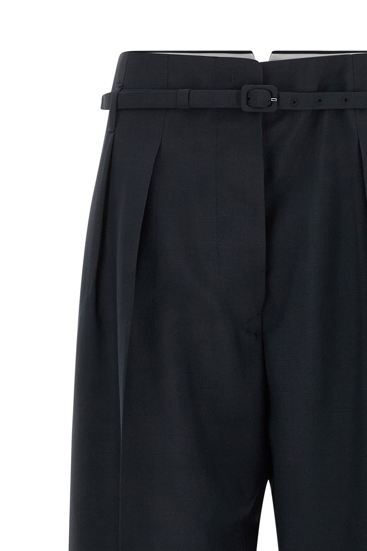 prada pants in virgin wool and mohair blend define a wide and structured silhoue