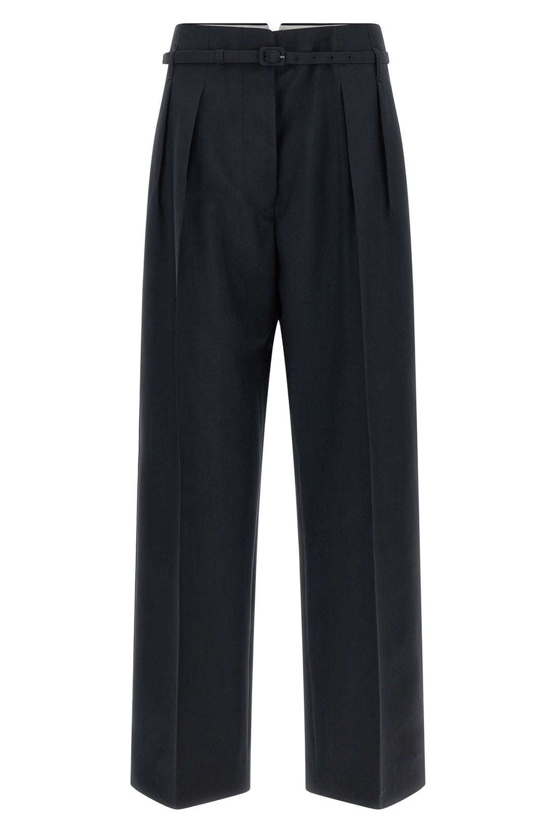 PRADA 36 prada pants in virgin wool and mohair blend define a wide and structured silhoue