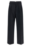 prada pants in virgin wool and mohair blend define a wide and structured silhoue