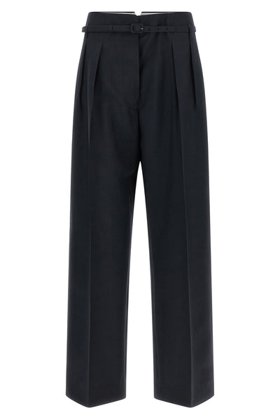 prada pants in virgin wool and mohair blend define a wide and structured silhoue
