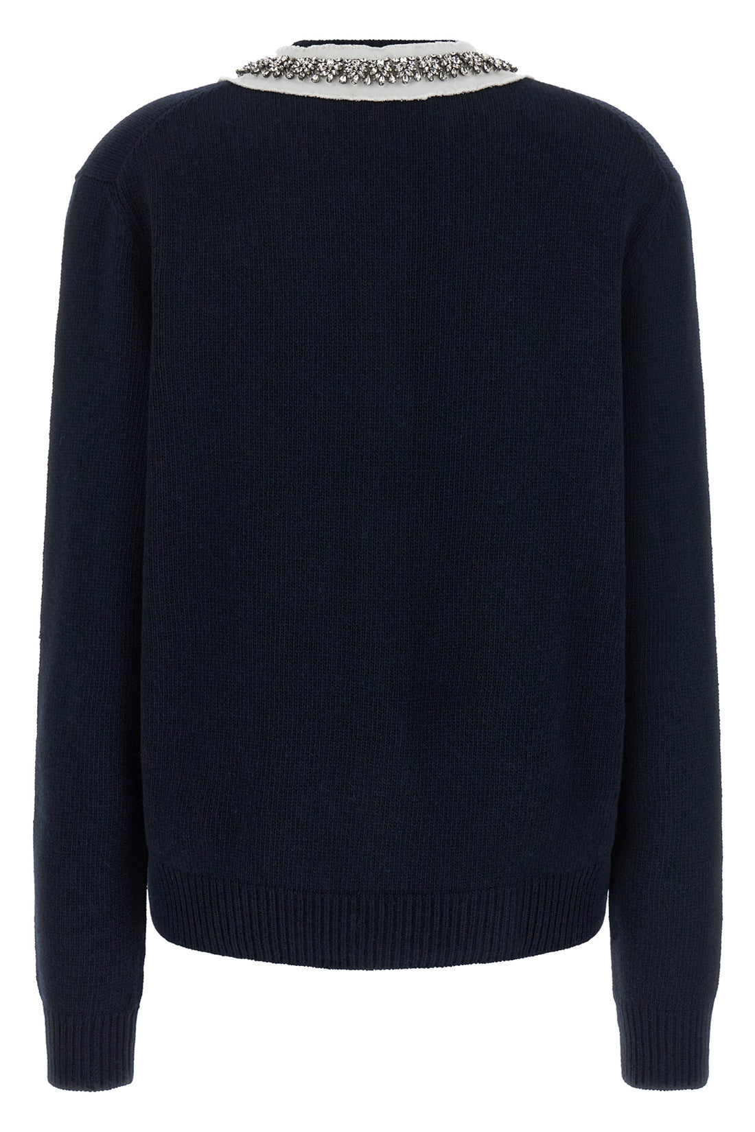 PRADA 40 the prada cardigan in fine navy blue yarn embodies timeless elegance through une