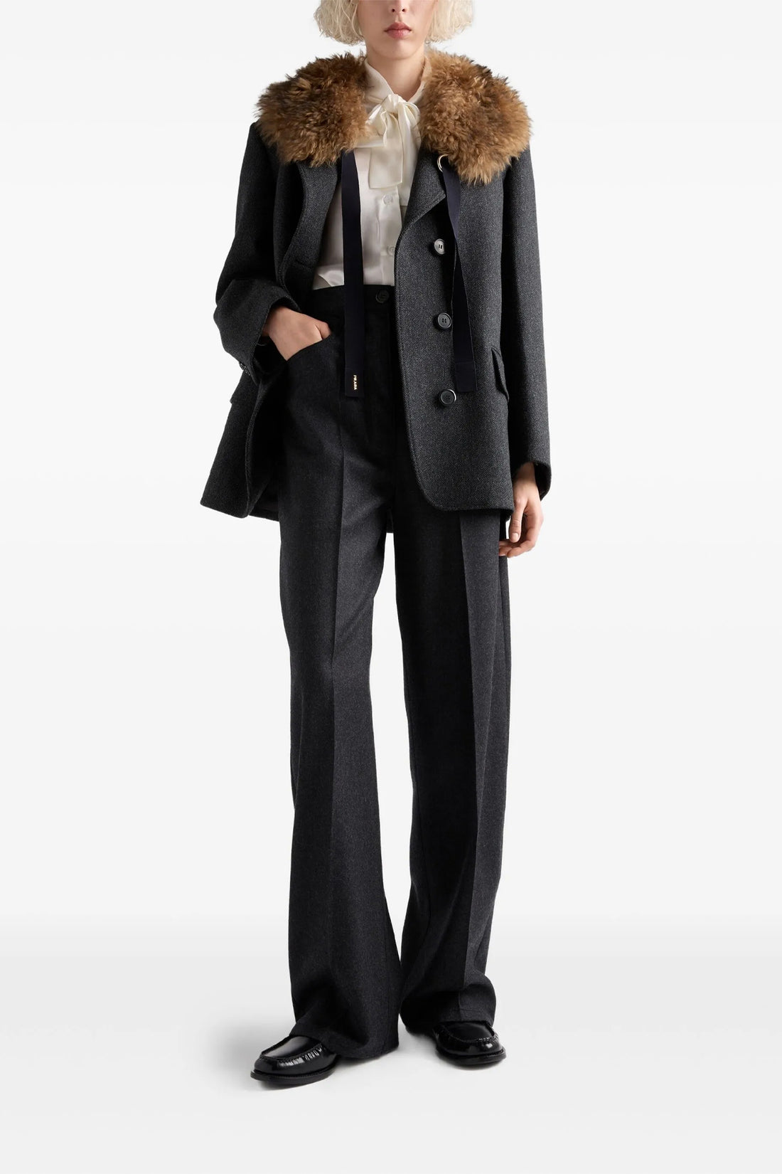 PRADA 46 wool flannel trousers